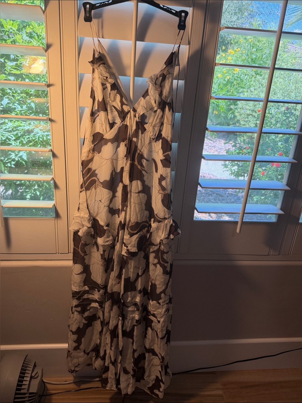 Rails Brown and Cream Floral Tiered Maxi Dress
